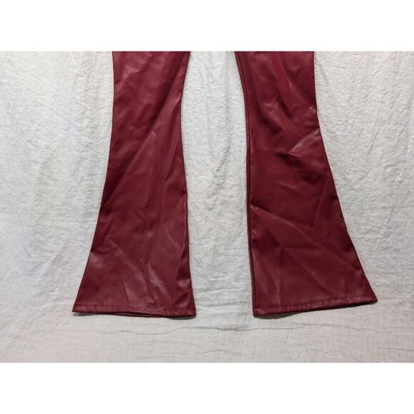 Boohoo women's size 6 high rise red pleather bell bottoms flare pants cosplay G1 - Picture 7 of 12